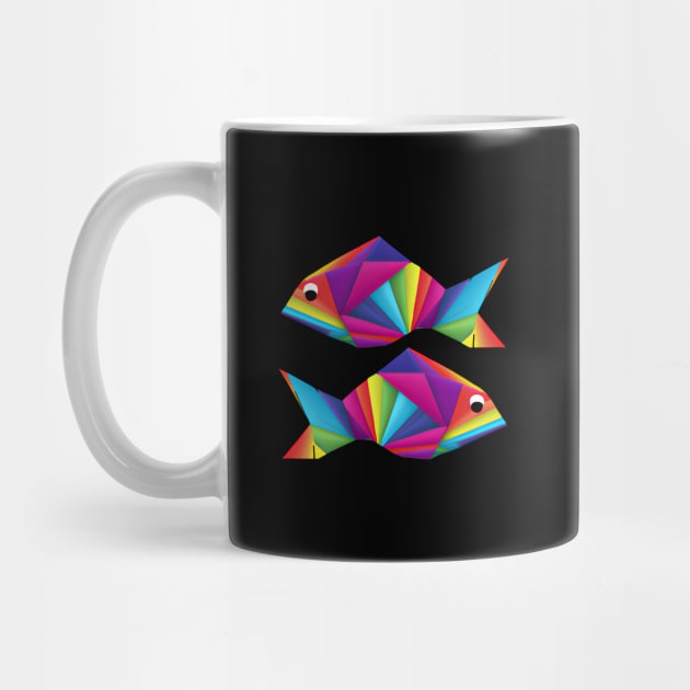 Geometric Fish abstract colorful rainbow color scheme origami style by GraphGeek